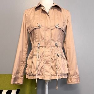 Calvin Klein Tan Cotton Military Style Utility Jacket XS